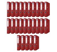 Donau Master Folder Slim Pack of 25 / DIN A4 / 5 cm / 25 Pieces/Burgundy Red/Plastic Cover PP/Carton Paper Slotted Folder Office Folder Ring Binder/Green Dot