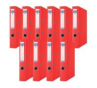 DONAU Premium Folder Slim Pack of 10 / DIN A4 / 5 cm / 10 Pieces/Navy Blue/Plastic Cover PP/Carton Paper Slotted Folder Office Folder Ring Binder/Green Dots, Red