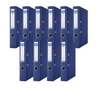 Donau Premium Folder Slim Pack of 10 / DIN A4 / 5 cm / 10 Pieces / Navy Blue Plastic Cover PP/Carton Paper Slotted Folder Office Folder Ring Binder / Green Dot