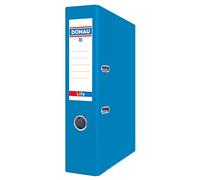 DONAU Premium Pack of 25 Folders A4 / 75 mm / 7.5 cm/Blue Neon Plastic Cover PP/Paper/Slot Folder Office Folder Metal Edge Protection/Ideal for Office and School/Green Dot