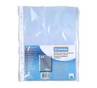 Donau Strong Document Wallets/Pack of 100 / DIN A4 / Crystal Clear Top Open Transparent Pockets Perforated Plastic Cover/Polypropylene/Transparent 100 Micron