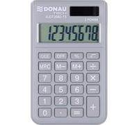 Donau Tech Calculator / 8-Digit Root Function / 9.7 x 6 x 1 cm/Grey/Calculator with 8-Digit Display/Dual Power Solar - Battery Operated/Compact Design