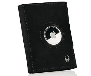 DONBOLSO AirTag Wallet - 9x7 cm Slim Leather Wallet Compatible with Apple AirTag, RFID Protection, and Card Holder - Stylish Design Men's Accessory Holds up to 11 Cards - Black Vintage