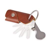 DONBOLSO Key Organizer Colt I Compact Keychain with Shopping Trolley Token and Bottle Opener I Leather Keyring holds 1-6 Keys I Cognac Nappa