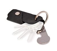 DONBOLSO Key Organizer Colt I Compact Keychain with Shopping Trolley Token and Bottle Opener I Leather Keyring holds 1-6 Keys I Black Vintage