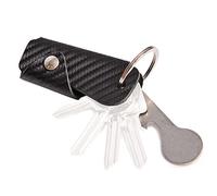 DONBOLSO Key Organizer Colt I Compact Keychain with Shopping Trolley Token and Bottle Opener I Leather Keyring holds 1-6 Keys I Carbon Fibre