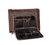 DONBOLSO London 13.3 Inch Genuine Leather Laptop Sleeve - Vintage Brown Briefcase - Zippered, Padded Compartment - Versatile for Business, School, University Gift for Men, Professionals