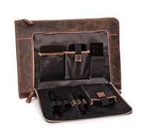 DONBOLSO London 15 Inch Genuine Leather Laptop Sleeve - Vintage Brown Briefcase - Zippered, Padded Compartment - Versatile for Business, School, University - Gift for Men, Professionals