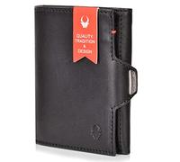 DONBOLSO Wallet NextGen I Modern Slim Wallet with Coin Pocket I Trifold Purse with RFID Protection I up to 11 Cards I Genuine Leather Credit Card Holder for Men and Women I Black Nappa