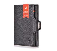 DONBOLSO Wallet NextGen I Modern Slim Wallet Without Coin Pocket I Trifold Purse with RFID Protection I up to 11 Cards I Genuine Leather Credit Card Holder for Men and Women I Black Grained Nappa