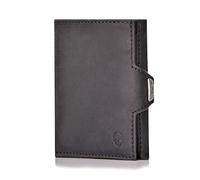 DONBOLSO Wallet NextGen I Modern Slim Wallet Without Coin Pocket I Trifold Purse with RFID Protection I up to 11 Cards I Genuine Leather Credit Card Holder for Men and Women I Black Vintage
