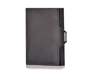 DONBOLSO Wallet NextGen I Modern Slim Wallet Without Coin Pocket I Trifold Purse with RFID Protection I up to 11 Cards I Genuine Leather Credit Card Holder for Men and Women I Black Vintage