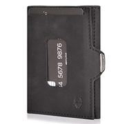 DONBOLSO Wallet XS I Modern Card Holder Without Coin Pocket I Up to 8 Credit Cards I Slim Wallet with RFID Protection I Genuine Leather Mini Purse for Men & Women I Black Vintage