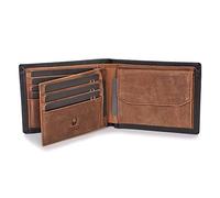 DONBOLSO Zurich I Large Leather Wallet for Men with RFID Protection I Classic Genuine Leather Design I Bifold Purse with Coin Pocket I Black Brown Vintage
