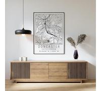 Doncaster England City Street Map Print Doncaster Wall Art Home decor Poster Poster A3 - Wall Art Home Decor Movie Poster Canvas Film Cinema Retro Vintage Cult Classic Nostargic Saga Modern reprint w