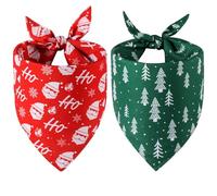 Doncida Christmas Dog Bandanas 2 Pack, Reversible Triangle Santa Claus and Christmas Tree Dog Scarf for Large and X-Large Dogs, Premium Durable Fabric Bibs for Pets (X-Large)