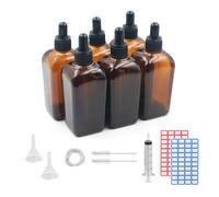 Dondeen Glass Dropper Bottles 100ml,6 Pack Amber Glass Bottle with Dropper Pipettes for Essential Oils DIY Beauty Massage Perfumery Aromatherapy Laboratory (100ml)