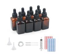 Dondeen Glass Dropper Bottles 20ml,8 Pack Amber Glass Bottle with Dropper Pipettes for Essential Oils DIY Beauty Massage Perfumery Aromatherapy Laboratory (20ml)