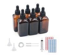 Dondeen Glass Dropper Bottles 50ml,6 Pack Amber Glass Bottle with Dropper Pipettes for Essential Oils DIY Beauty Massage Perfumery Aromatherapy Laboratory (50ml)