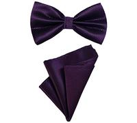DonDon 2-piece set with a men's bow tie and matching hanky in the same colour, ready tied and adjustable for size aubergine