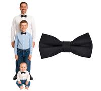 DonDon bow tie men boys or babies Black matt, pre-tied and adjustable in length made of cotton gabardine - a festive accessory for weddings, communions and celebrations