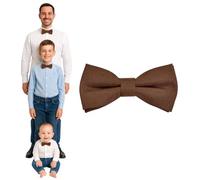 DonDon bow tie men boys or babies Brown matt, pre-tied and adjustable in length made of cotton gabardine - a festive accessory for weddings, communions and celebrations