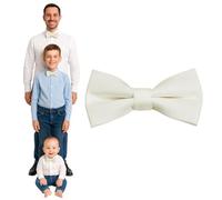 DonDon bow tie men boys or babies Cream white matt, pre-tied and adjustable in length made of cotton gabardine - a festive accessory for weddings, communions and celebrations