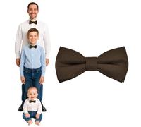 DonDon bow tie men boys or babies Dark brown matt, pre-tied and adjustable in length made of cotton gabardine - a festive accessory for weddings, communions and celebrations