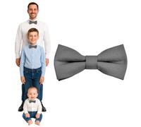 DonDon bow tie men boys or babies Gray matt, pre-tied and adjustable in length made of cotton gabardine - a festive accessory for weddings, communions and celebrations