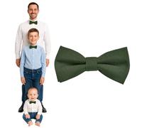 DonDon bow tie men boys or babies Olive green matt, pre-tied and adjustable in length made of cotton gabardine - a festive accessory for weddings, communions and celebrations