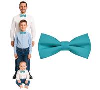 DonDon bow tie men boys or babies Turquoise blue matt, pre-tied and adjustable in length made of cotton gabardine - a festive accessory for weddings, communions and celebrations