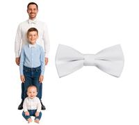 DonDon bow tie men boys or babies White matt, pre-tied and adjustable in length made of cotton gabardine - a festive accessory for weddings, communions and celebrations