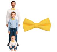 DonDon bow tie men boys or babies Yellow matt, pre-tied and adjustable in length made of cotton gabardine - a festive accessory for weddings, communions and celebrations