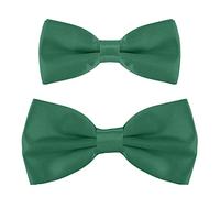 DonDon Father & Son matching set of bowties, pre-tied and smoothly adjustable - Forest Green