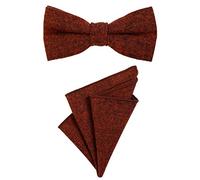 DonDon gent's bow tie 12 x 6 cm pre-tied size-adjustable and pocket handkerchief 23 x 23 cm matching colours in cotton orange-black