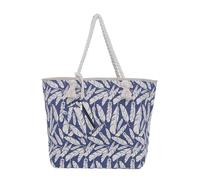 DonDon Large Beach bag for women with zip Waterproof Pool bag tote beach bags Feathers Blue Beige