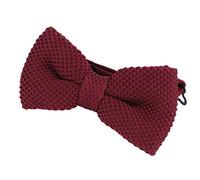 DonDon Men Knit Knitted Bow Tie Pre Tied and Adjustable Dark Red