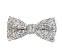 DonDon Men’s checkered plaid tweed look bow tie 4.72 x 2.36-12 x 6 cm already tied and completely adjustable - light grey herringbone pattern