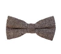 DonDon Men’s checkered plaid tweed look bow tie 4.72 x 2.36-12 x 6 cm already tied and completely adjustable - brown