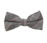 DonDon Men’s checkered plaid tweed look bow tie 4.72 x 2.36-12 x 6 cm already tied and completely adjustable - grey-brown