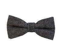 DonDon Men’s checkered plaid tweed look bow tie 4.72 x 2.36-12 x 6 cm already tied and completely adjustable - black-grey herringbone pattern