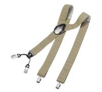 DonDon men suspenders 3,5 cm 1,38" wide 4 clips with brown leather in Y-form elastic and length adjustable - Rhombus light brown