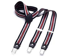 DonDon Men's Fashion Braces Suspenders 2,5 cm 1,0" Wide with 3 Clips in Y-Form Elasticated and Adjustable Length