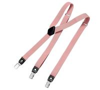 DonDon Men's Fashion Braces Suspenders 2,5 cm 1,0" Wide with 3 Clips in Y-Form Elasticated and Adjustable Length - Pink