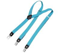 DonDon Men's Fashion Braces Suspenders 2,5 cm 1,0" Wide with 3 Clips in Y-Form Elasticated and Adjustable Length - Turquoise