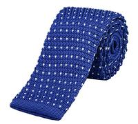 DonDon Men's Knit knitted Tie slim - blue with polka dots