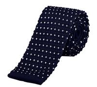 DonDon Men's Knit knitted Tie slim - dark blue navy white