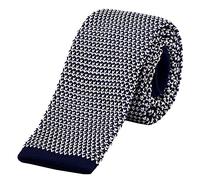 DonDon Men's Knit knitted Tie slim - dark blue white