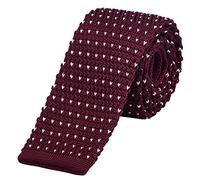 DonDon Men's Knit knitted Tie slim - dark red with polka dots