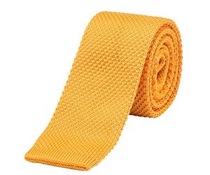 DonDon Men's Knit knitted Tie slim - yellow